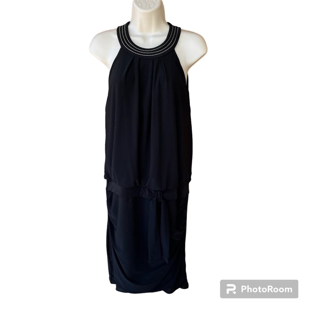 White House Black Market Datey MJ Mini Dress Silver Halter Button Open Back S